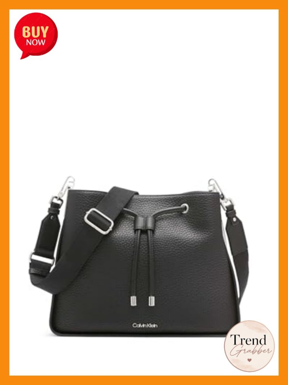 Calvin Klein Fay Drawstring Hobo Handbag Vegan Leather Shoulder Bag